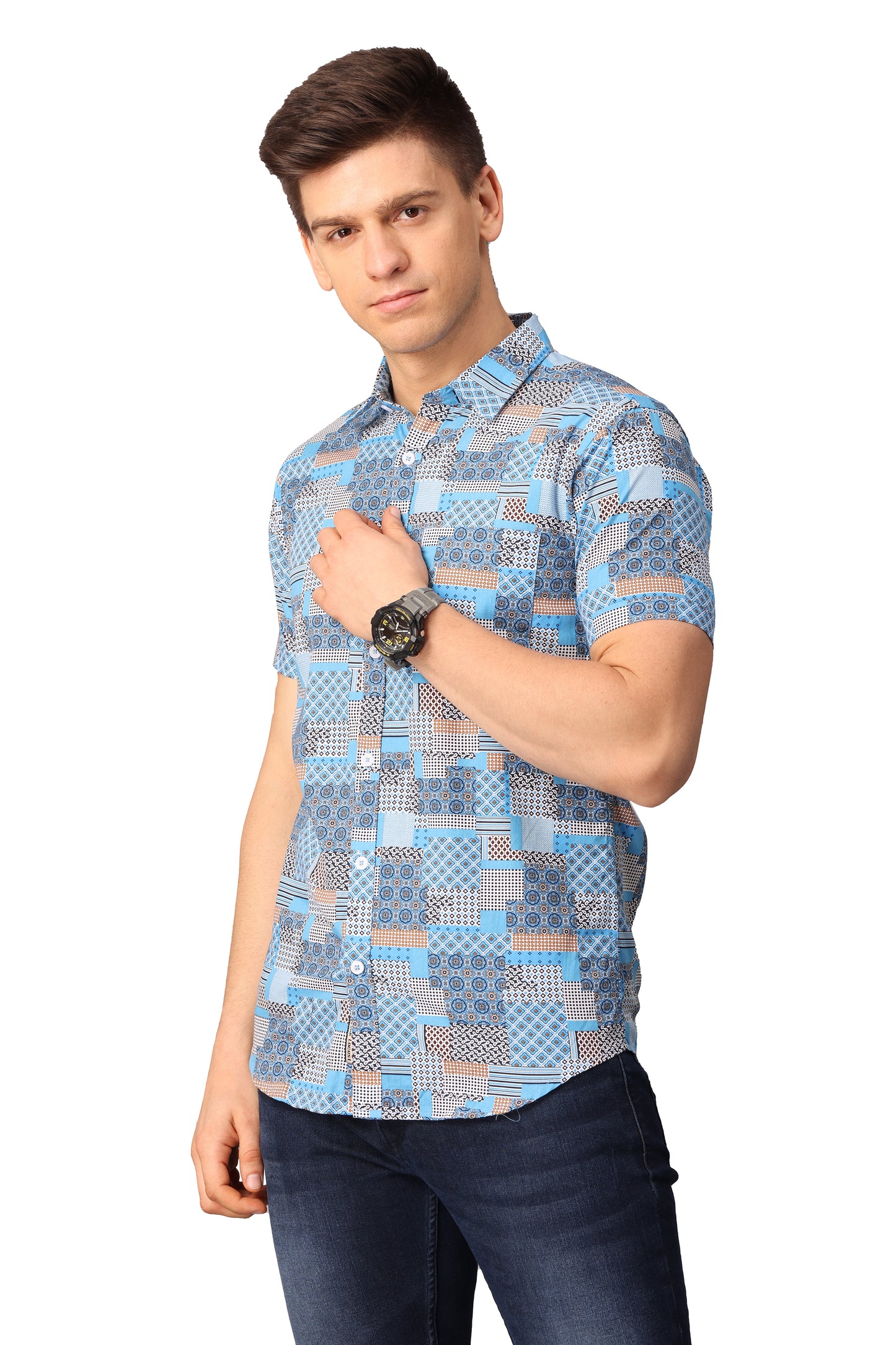 Sky Blue Printed Shirt