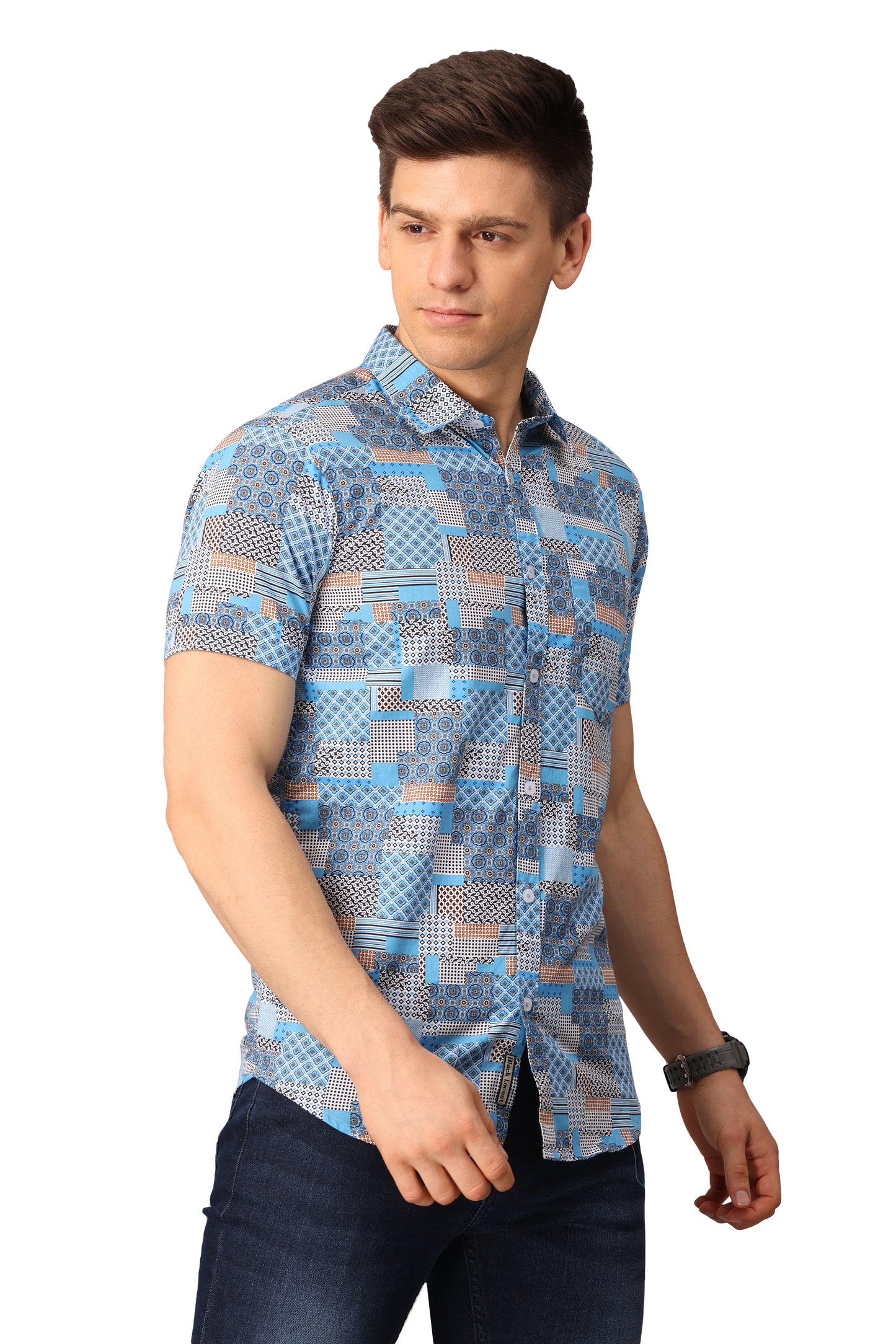 Sky Blue Printed Shirt