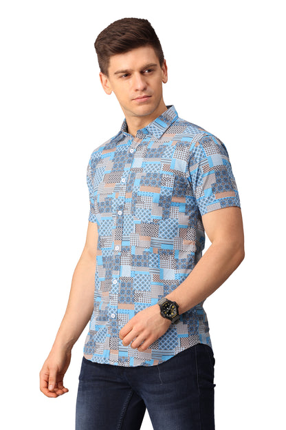 Sky Blue Printed Shirt