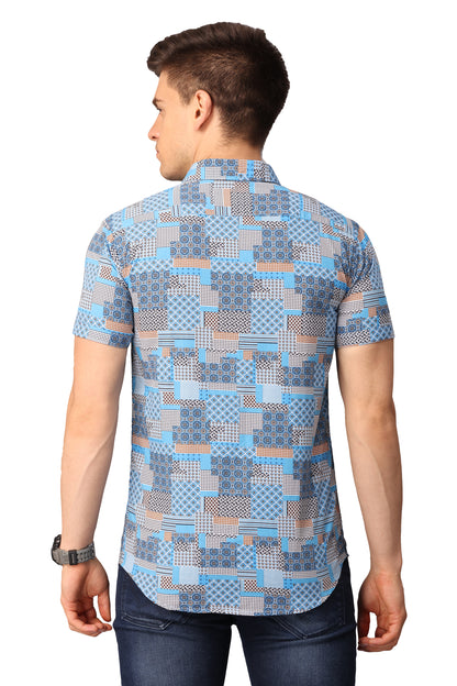 Sky Blue Printed Shirt