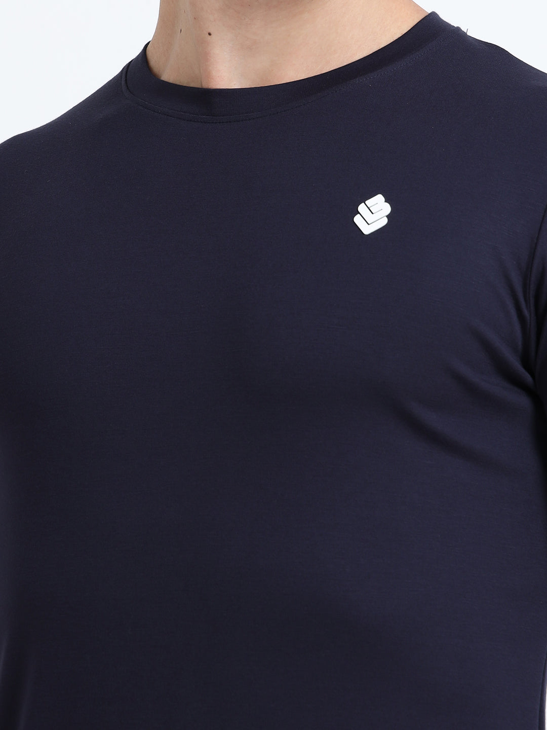 Men's Solid Navy Round Neck Casual T-Shirt