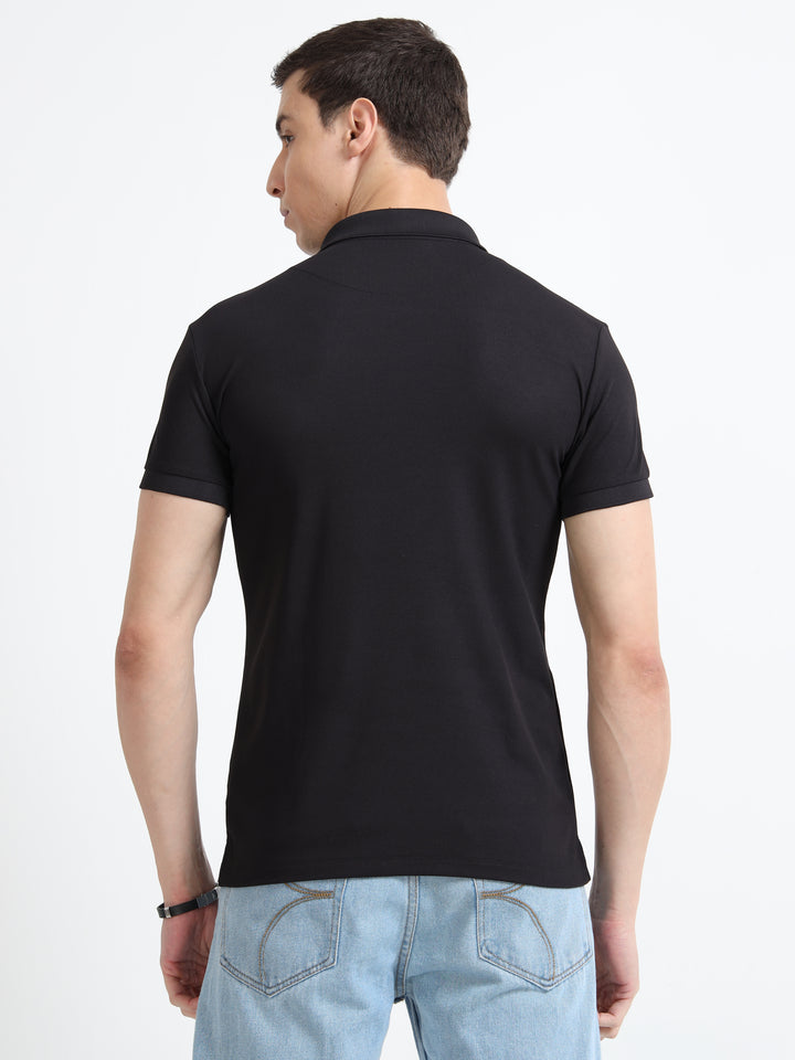 Men's Solid Navy Round Neck Casual T-Shirt