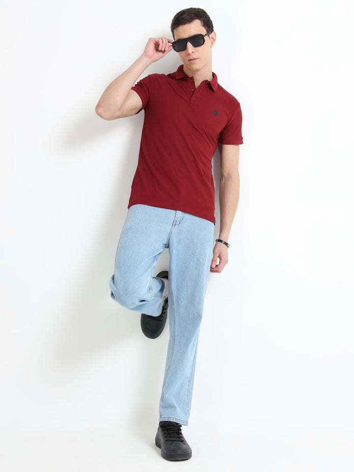 Men’s Classic Round Neck Maroon T-Shirt