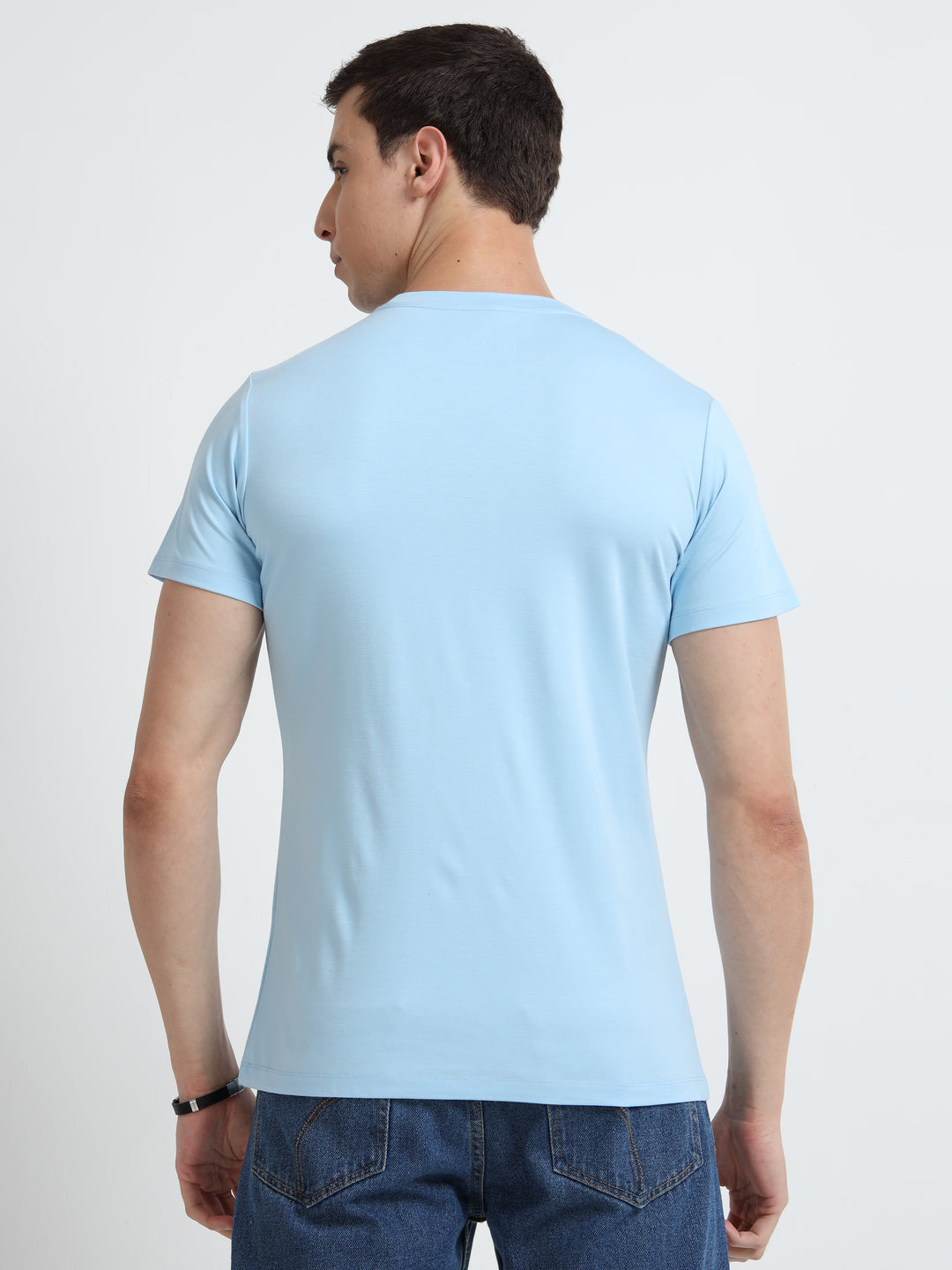 Men’s Plain Sky Blue Cotton T-Shirt