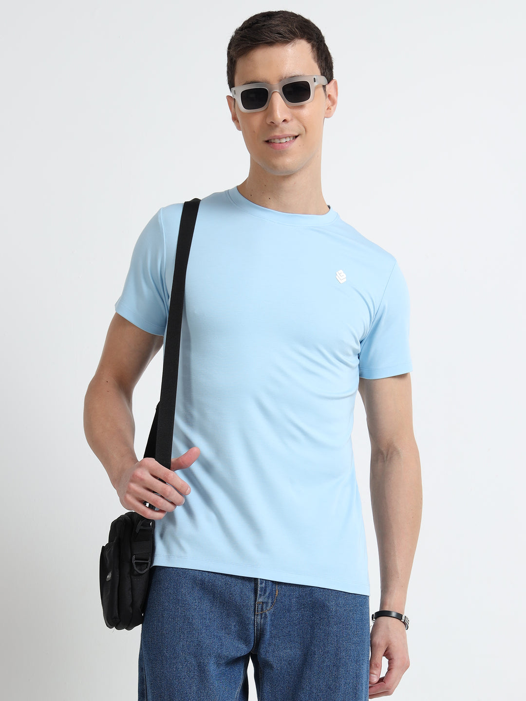 Men’s Plain Sky Blue Cotton T-Shirt