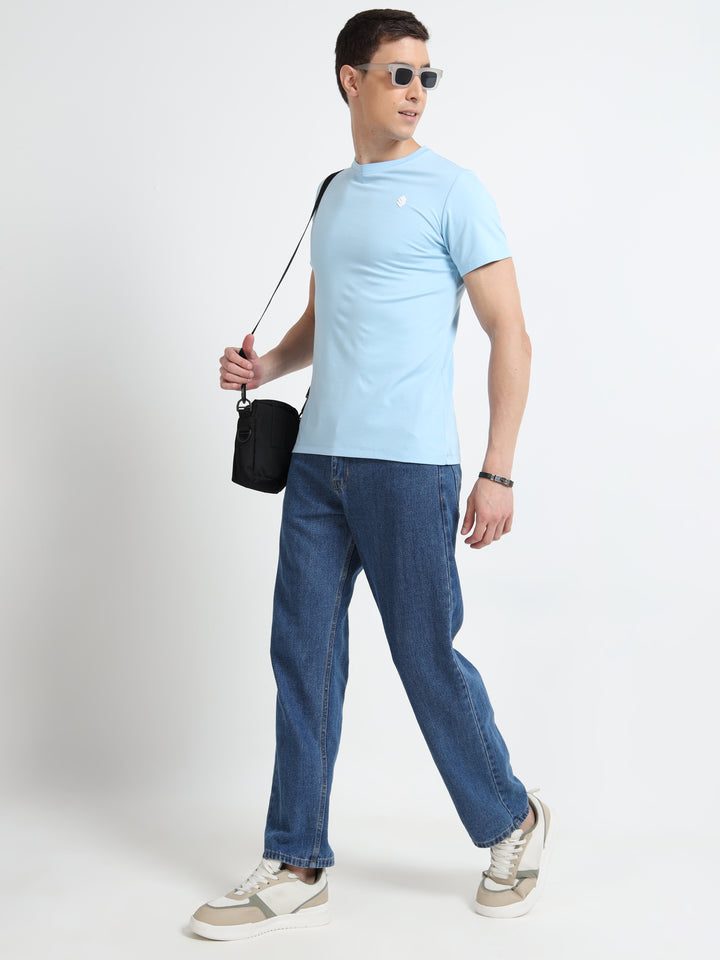 Men’s Plain Sky Blue Cotton T-Shirt