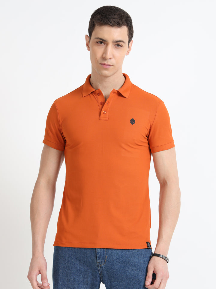 Men's Everyday Comfort Round Neck Orange T-Shirt
