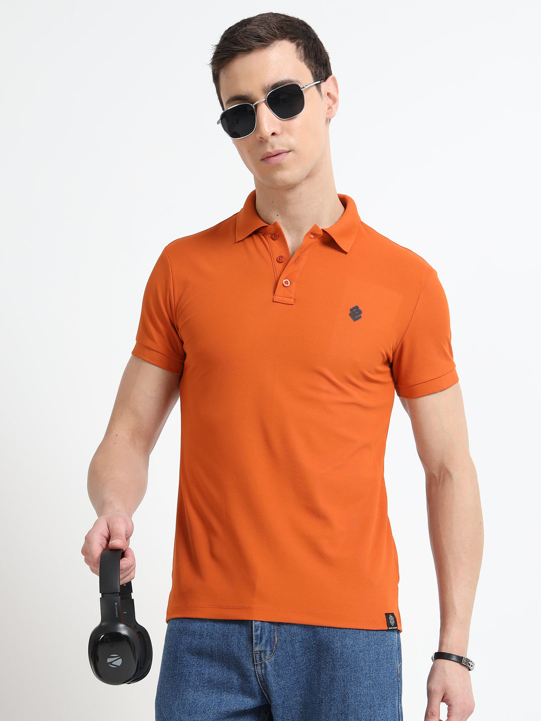 Men's Everyday Comfort Round Neck Orange T-Shirt
