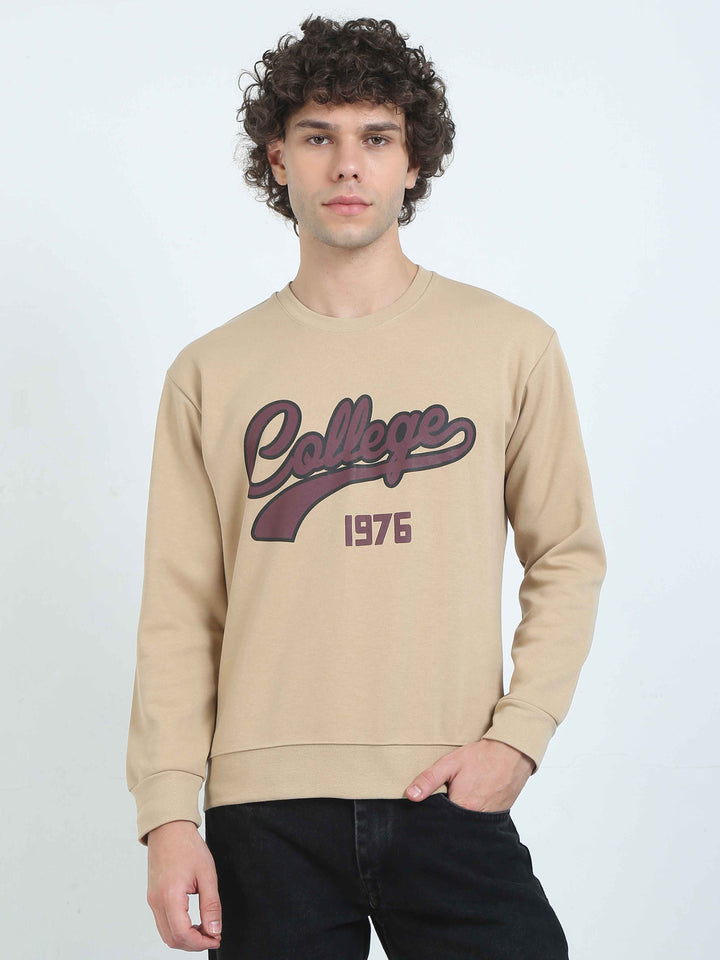 Men's Graphic design casual beige T-shirt