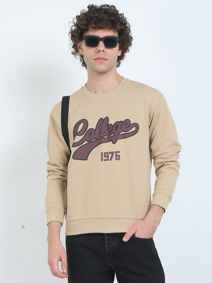 Men's Graphic design casual beige T-shirt