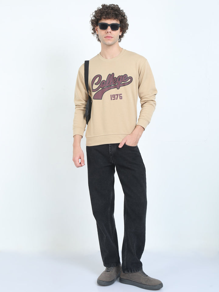 Men's Graphic design casual beige T-shirt