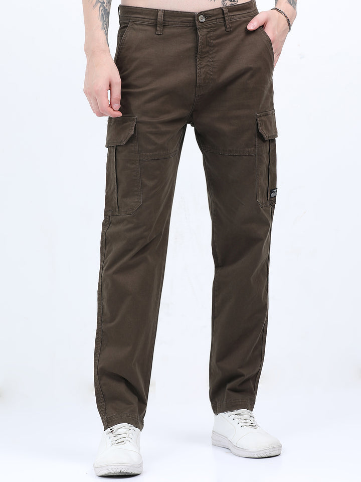 Man's High-Waist Relaxed-Fit  coffee Trousers