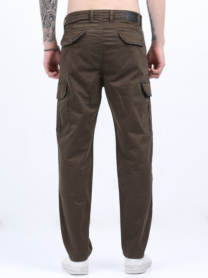 Man's High-Waist Relaxed-Fit  coffee Trousers