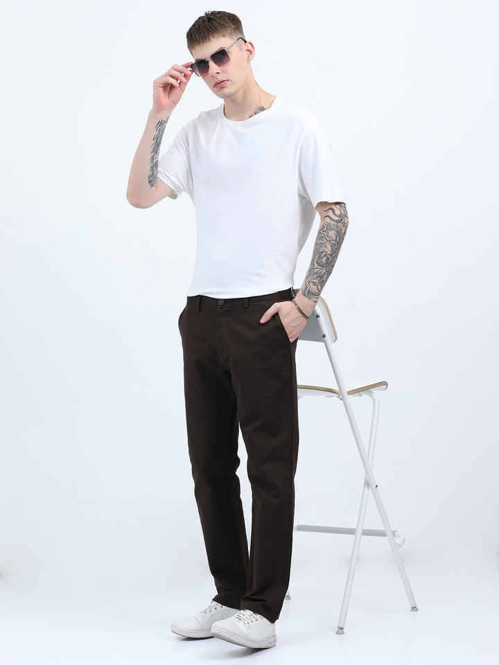Man's Tapered-fit chino in rich Coffee Brown Pant