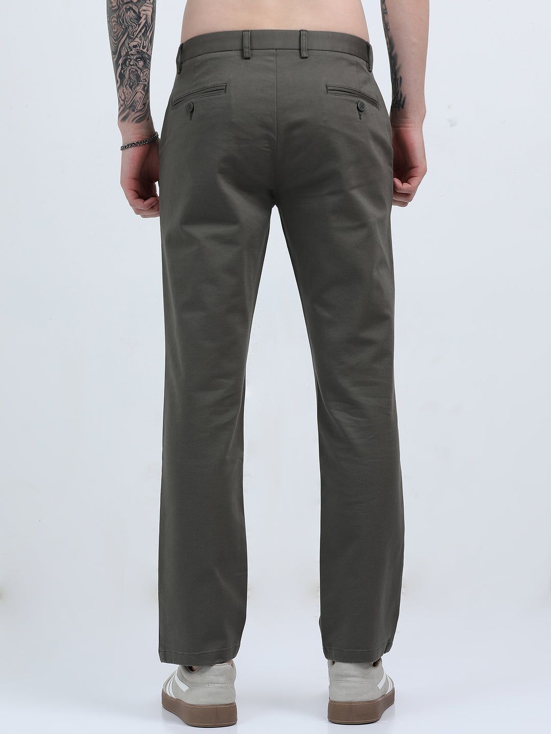 Men's Straight-fit chino in dark olive green Pant
