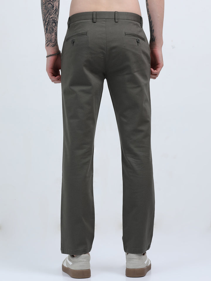 Men's Straight-fit chino in dark olive green Pant