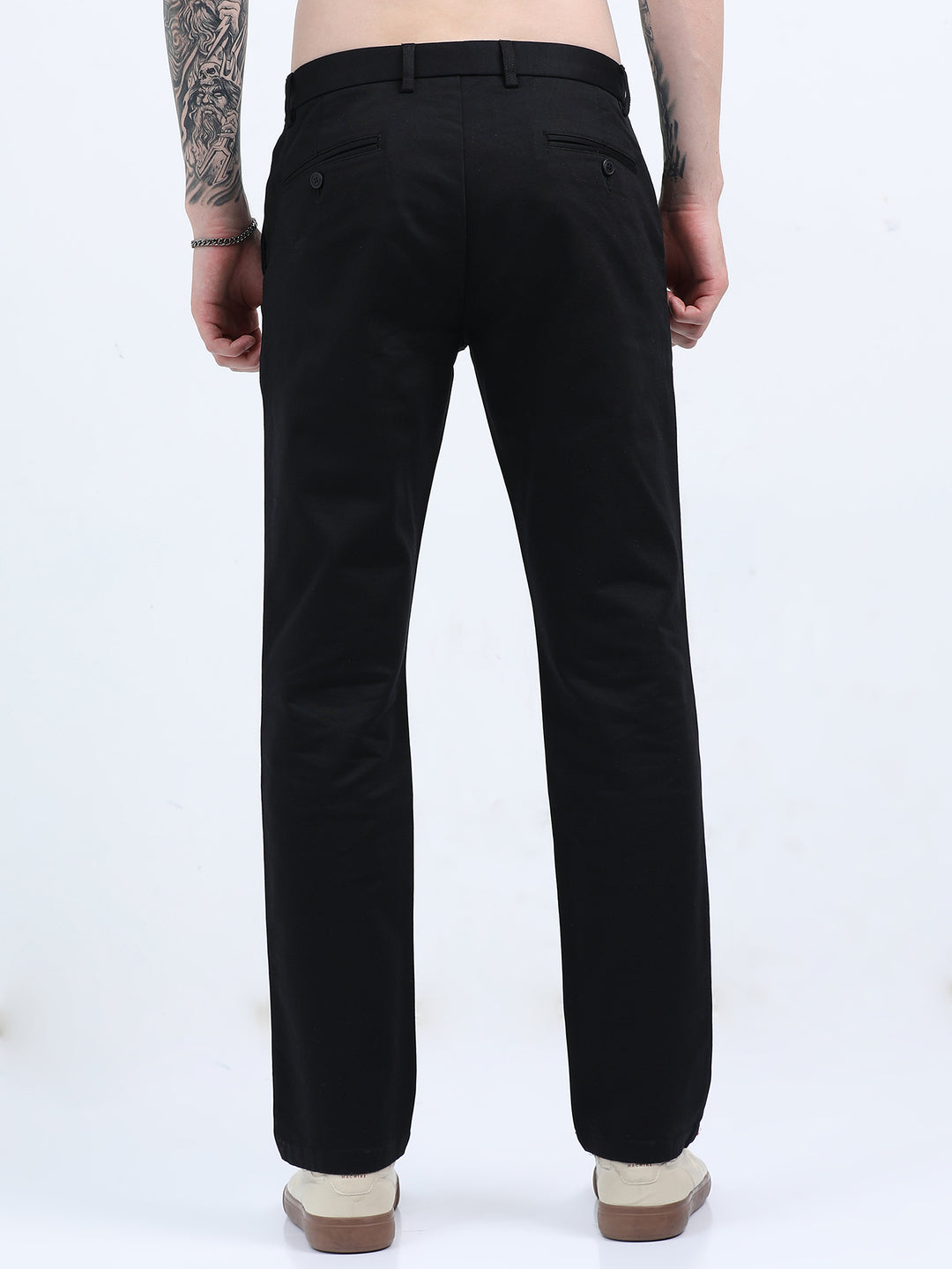 Men's versatile look Straight-fit classic black pant