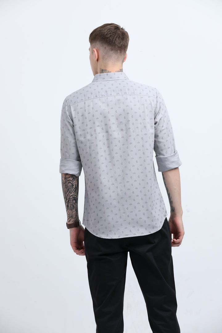 Men's Subtle micro leaf motif Grey shirt