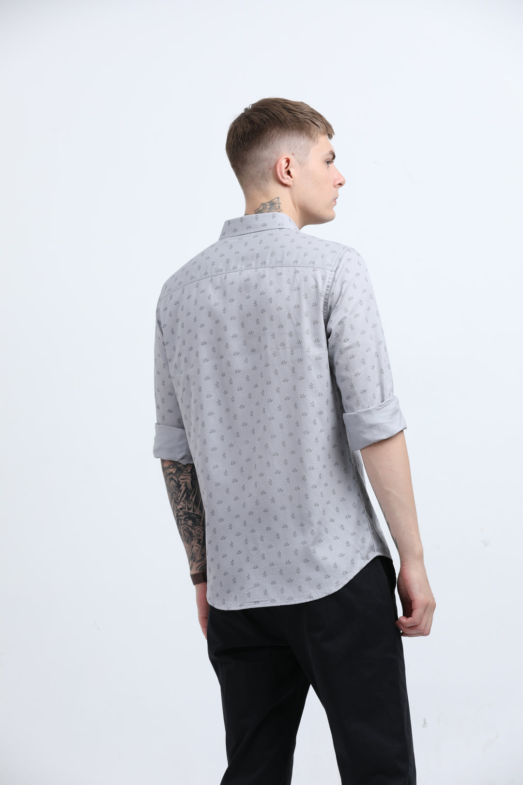 Men's Subtle micro leaf motif Grey shirt