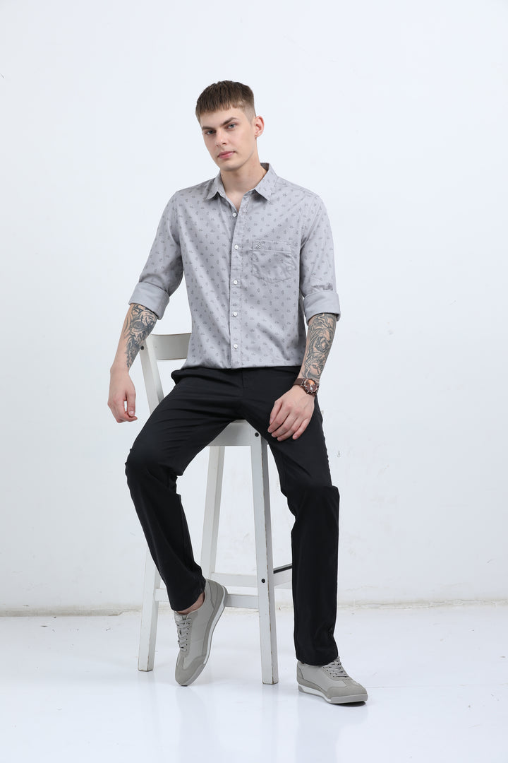 Men's Subtle micro leaf motif Grey shirt