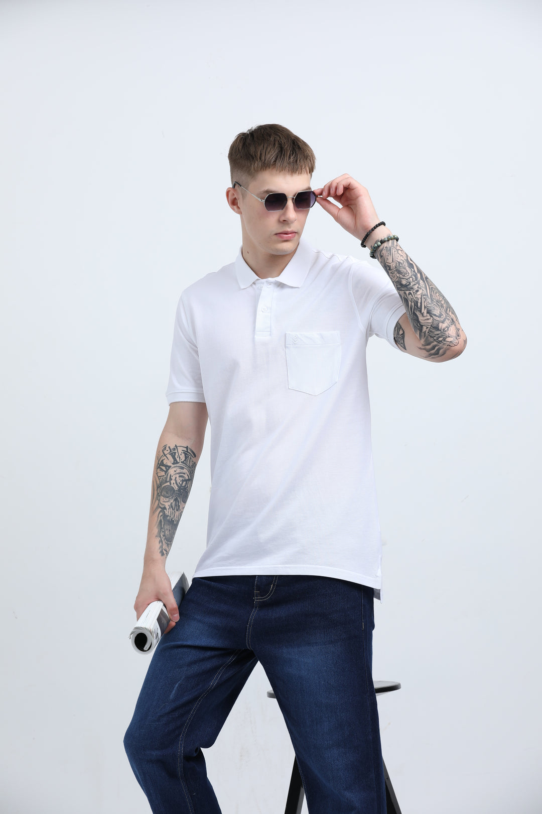 Men's Graphic design casual WhiteT-shirt