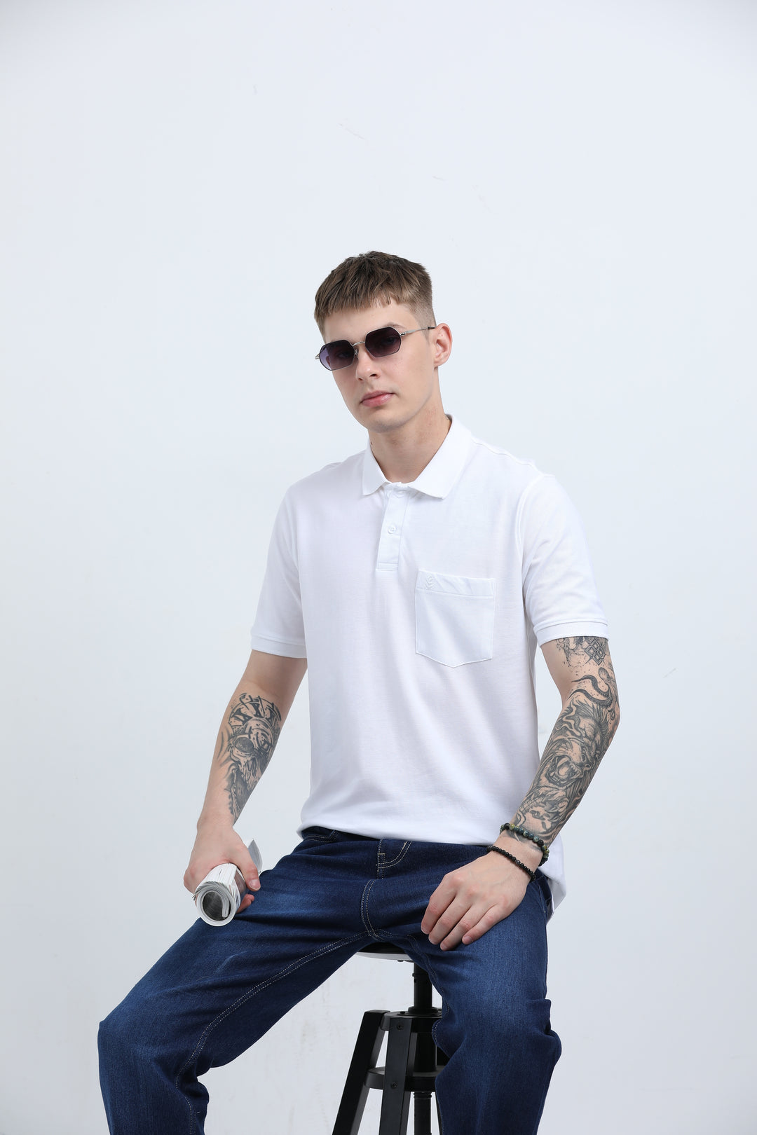 Men's Graphic design casual WhiteT-shirt