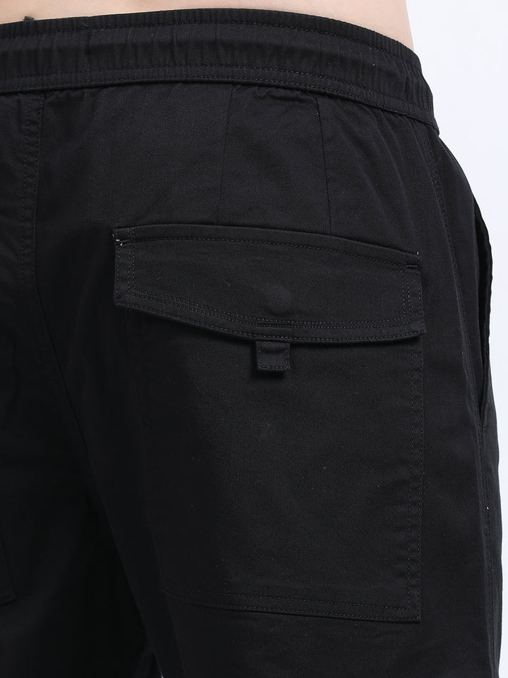 Man's High-Waist Relaxed-Fit Black Trousers