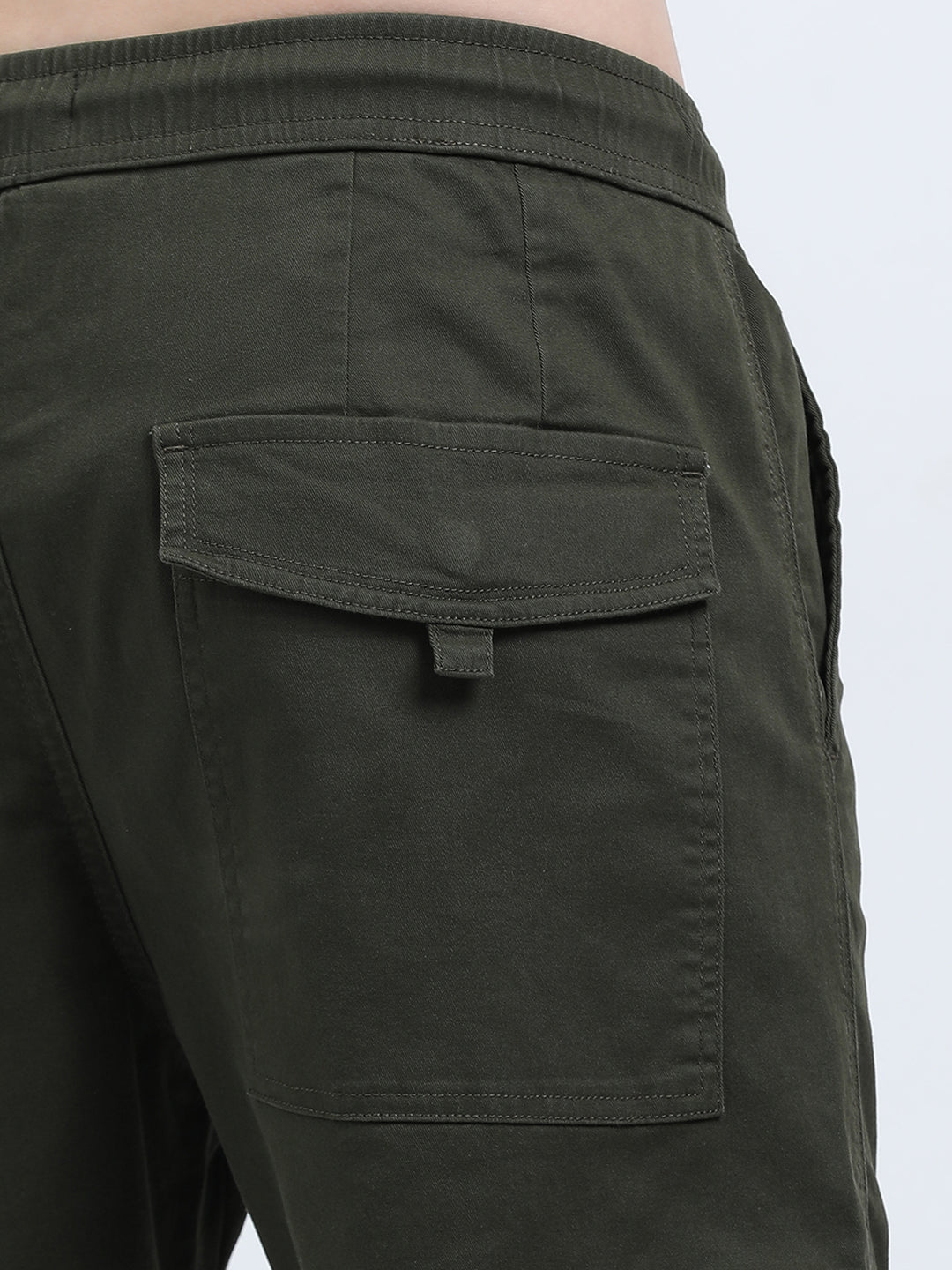 Men's High-Waist Relaxed-Fit olive green Trousers
