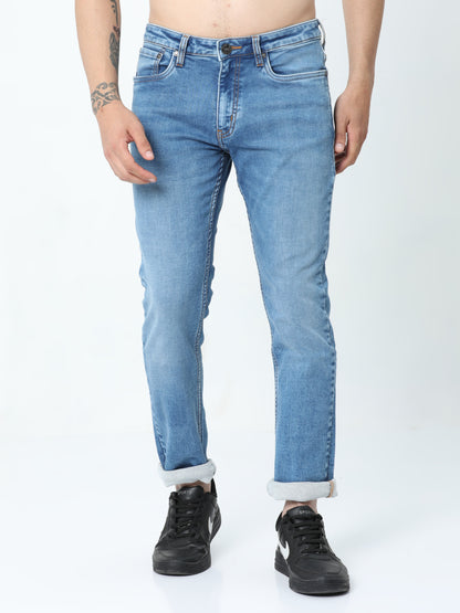 Men's Light Blue Washed Denim Pant