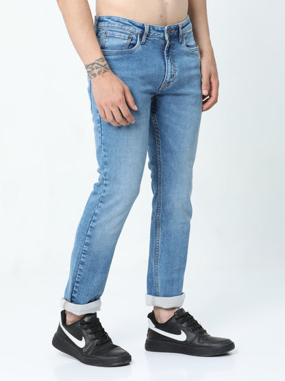 Men's Light Blue Washed Denim Pant