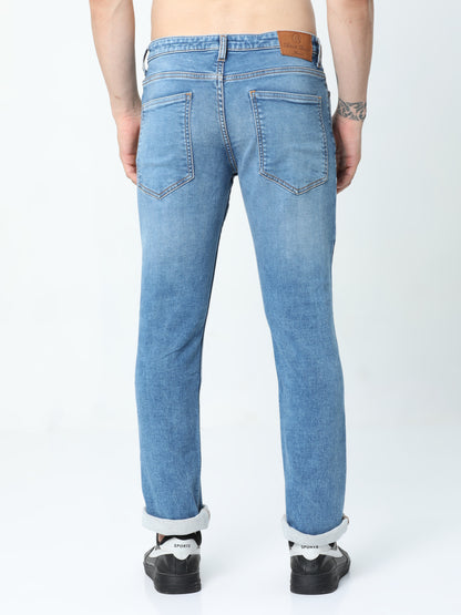 Men's Light Blue Washed Denim Pant