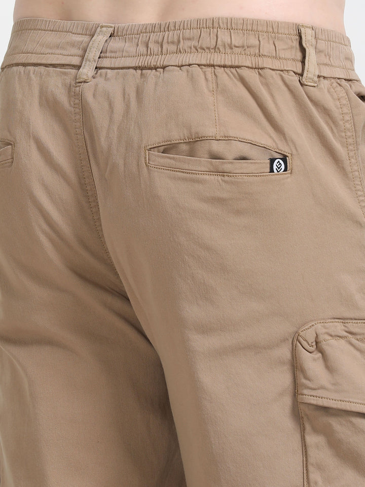 Men's Beige Relaxed Fit Multi-Pocket Cargo trousers