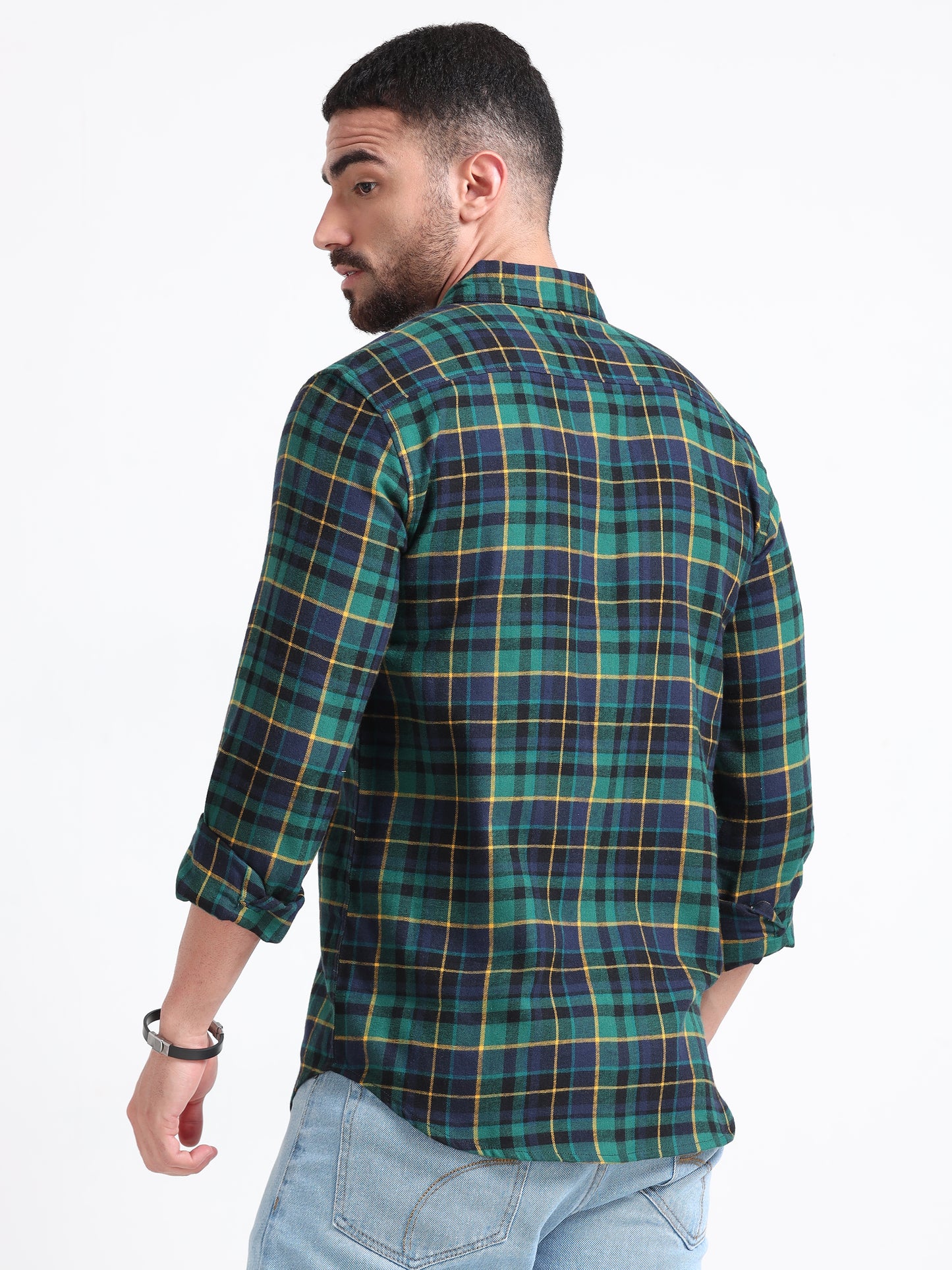 Green Black Printed Flannel Shirt