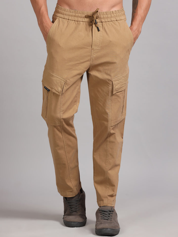 Men's Regualr fit with Multiple Utility Pockets Tan trousers