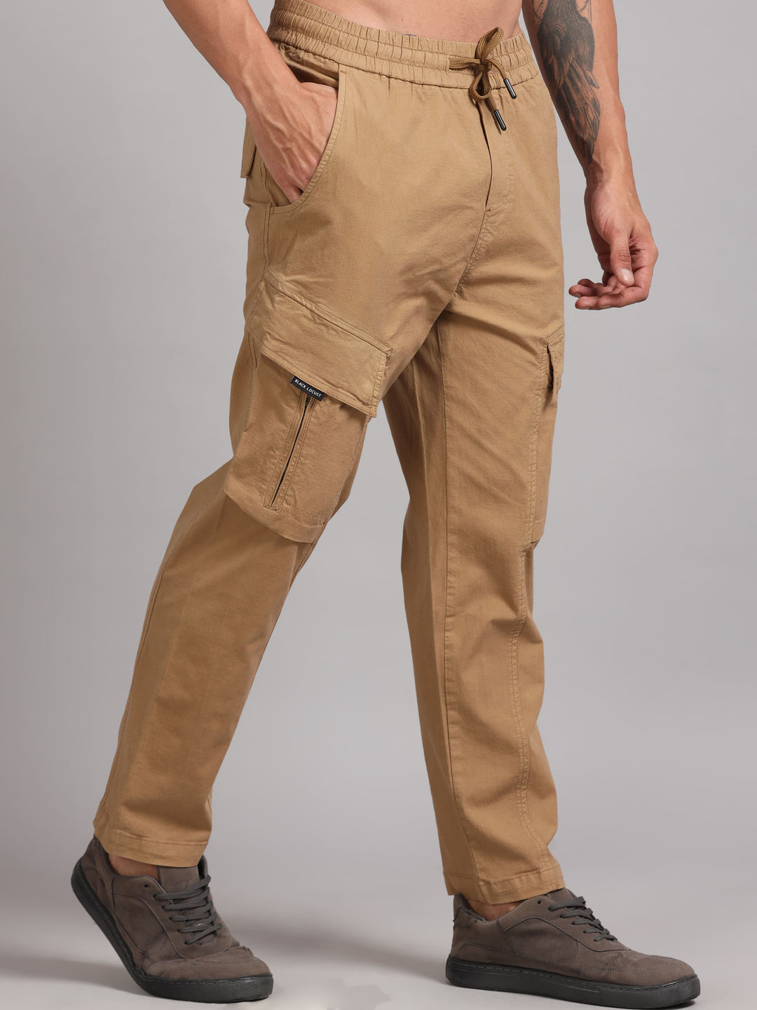 Men's Regualr fit with Multiple Utility Pockets Tan trousers