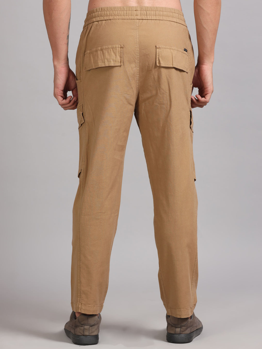 Men's Regualr fit with Multiple Utility Pockets Tan trousers