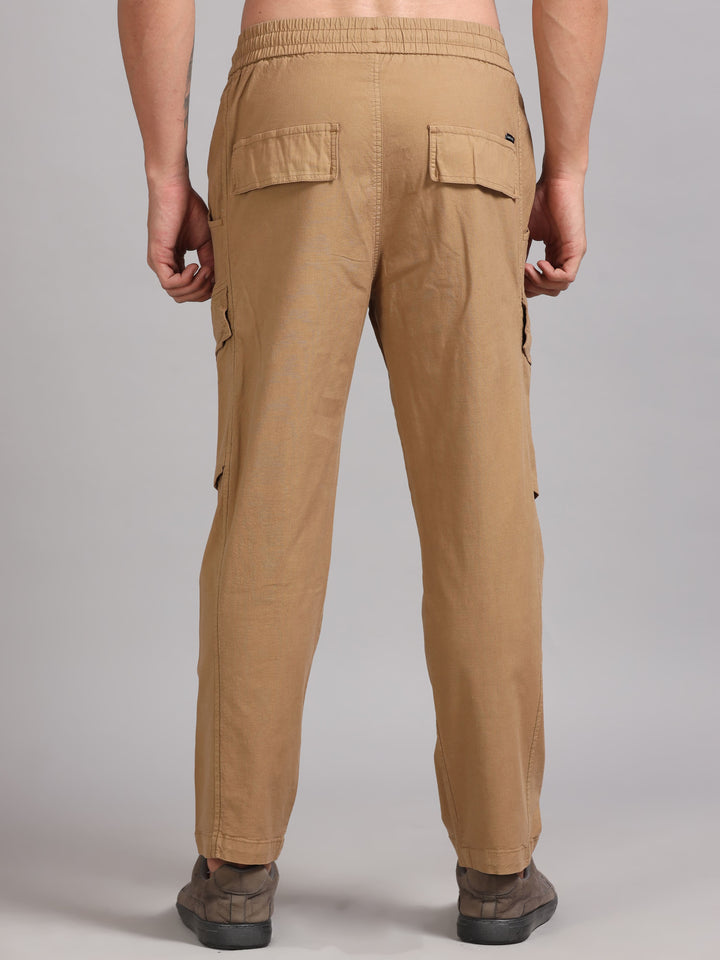 Men's Regualr fit with Multiple Utility Pockets Tan trousers
