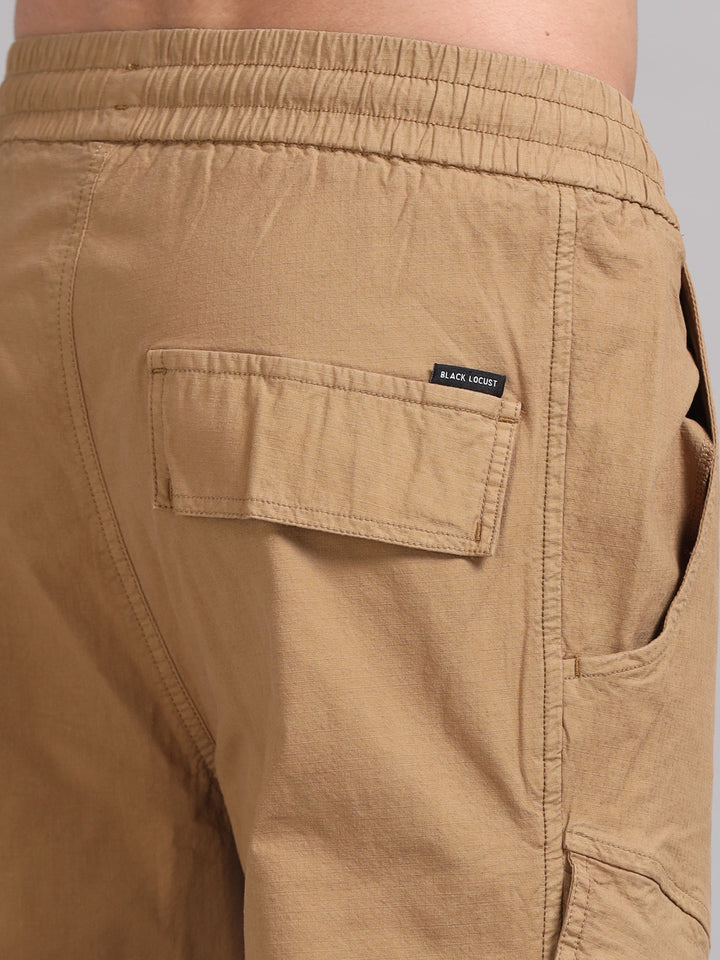 Men's Regualr fit with Multiple Utility Pockets Tan trousers