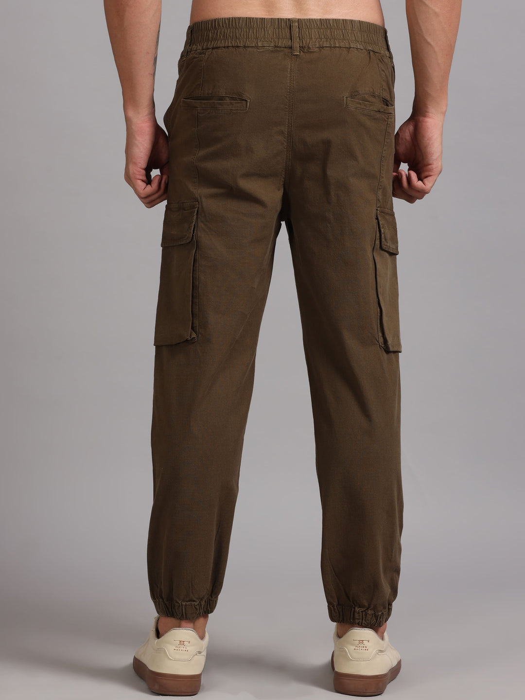Men's Adjustable Hem Design  dark green cargo trousers