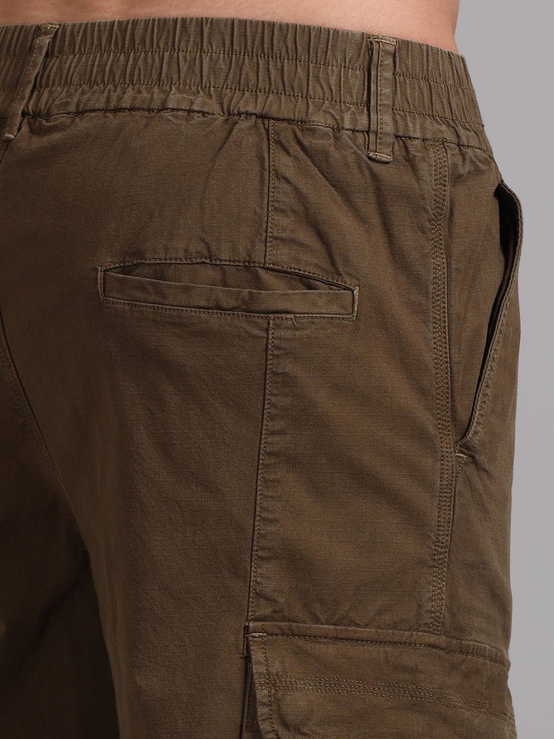 Men's Adjustable Hem Design  dark green cargo trousers