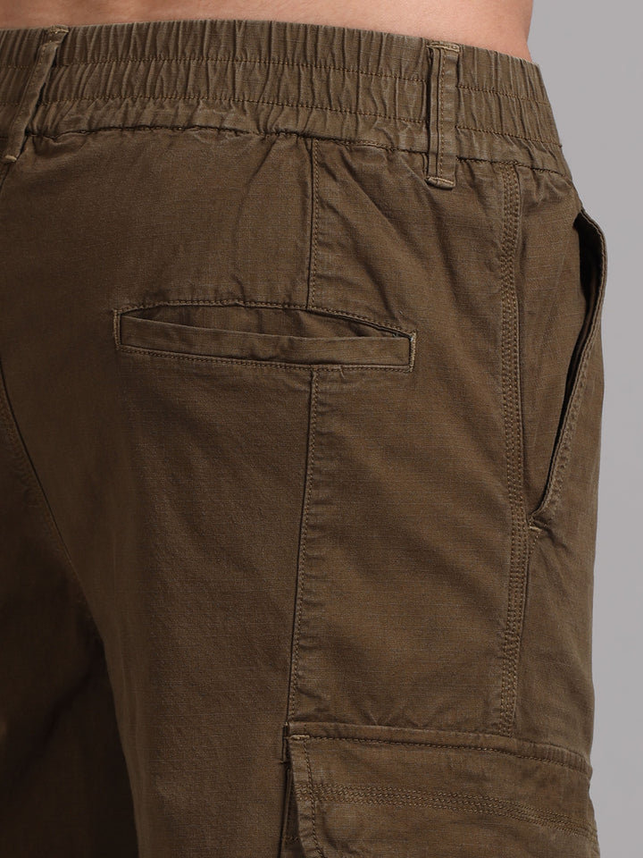 Men's Adjustable Hem Design  dark green cargo trousers