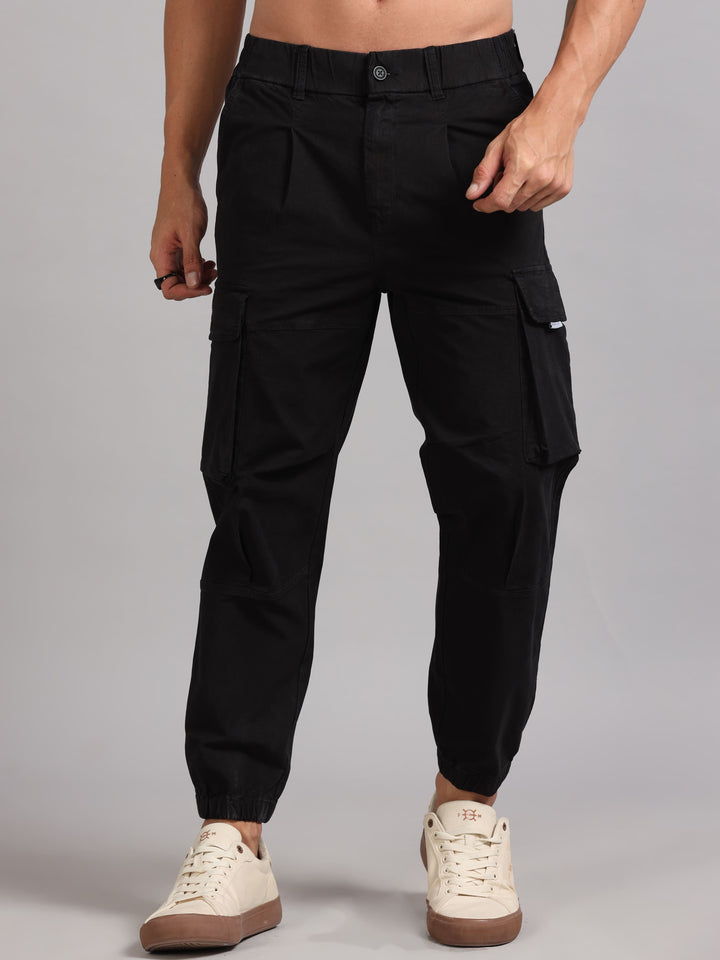 Men's Black high‑rise cargo trousers