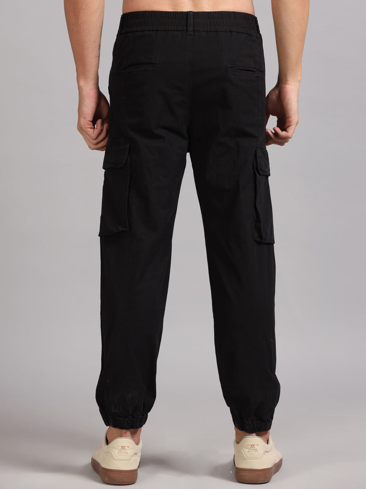 Men's Black high‑rise cargo trousers