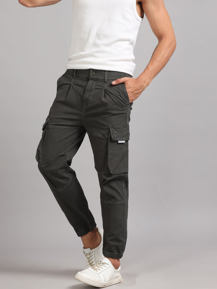 Men's Black high‑rise cargo trousers