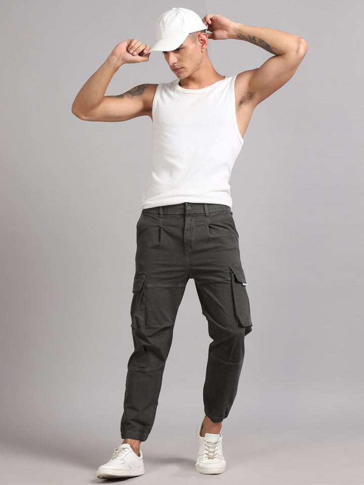 Men's Black high‑rise cargo trousers