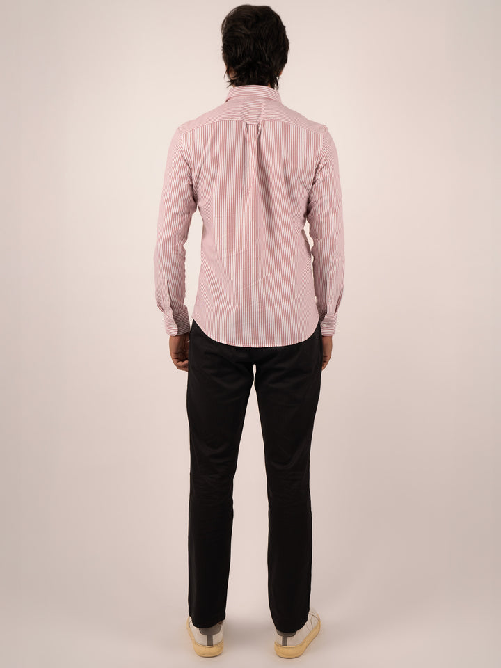 Men's Classic Crimson Cotton Button‑Down Shirt