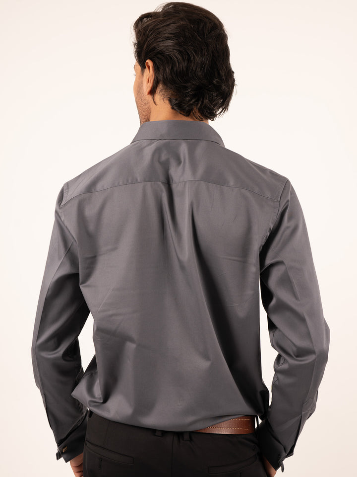 Men's  Grey Sleek-Fit Dress Shirt