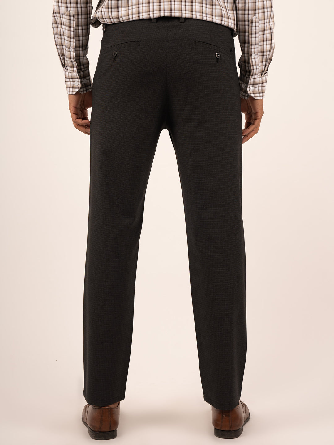 MEN'S BLACK MICRO-PATTERN SLIM TROUSER