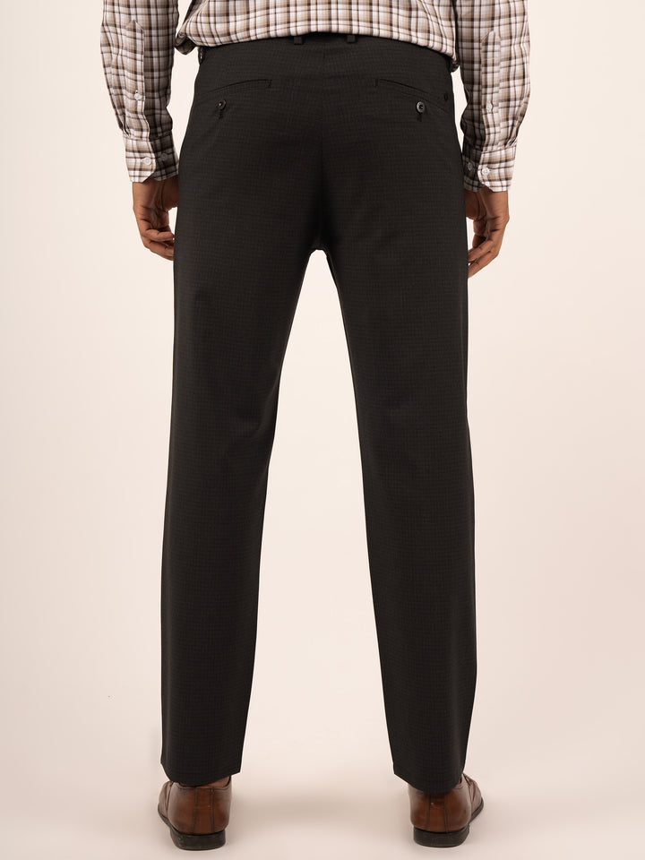 MEN'S BLACK MICRO-PATTERN SLIM TROUSER