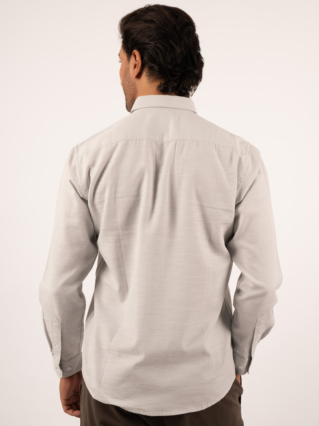MENS WHITE GREY REGULAR FIT SHIRT